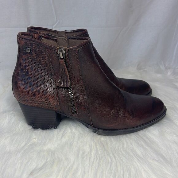Earth Shoes Osprey Dark Brown Rushoff Leather Booties Sz 8 - Picture 4 of 7